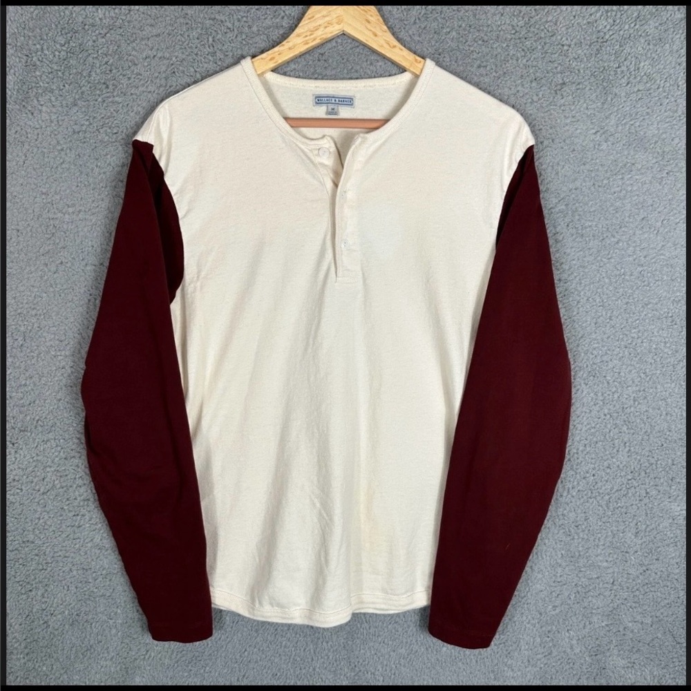 Wallace & Barnes Baseball Henley Shirt Medium 3-Button